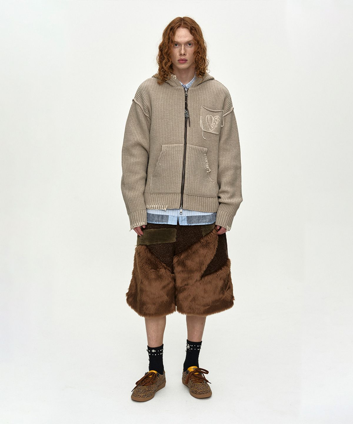 앤더슨벨(ADSB ANDERSSON BELL) FAUX FUR PATCHWORK SHORTS apa870m(BROWN)