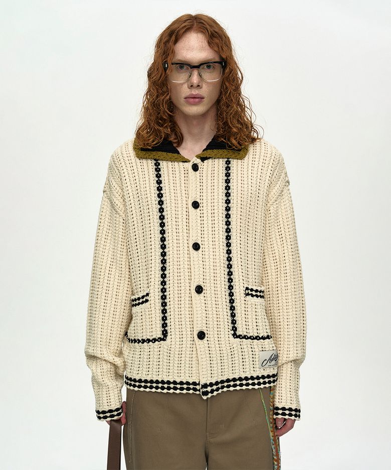UNISEX NEW FANTASIA COLLAR CARDIGAN atb1414u(ECRU)