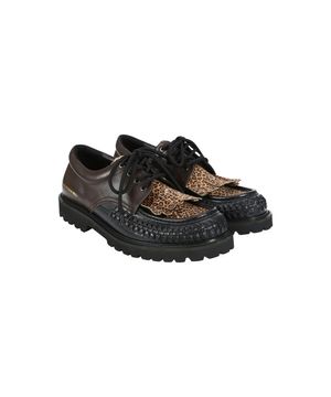 FRINGED WOVEN LOAFER aaa514m(BLACK/LEOPARD/DARK BROWN)