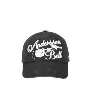 (ESSENTIAL) WASHED JEWELED ROSE CAP aaa527u(CHARCOAL)