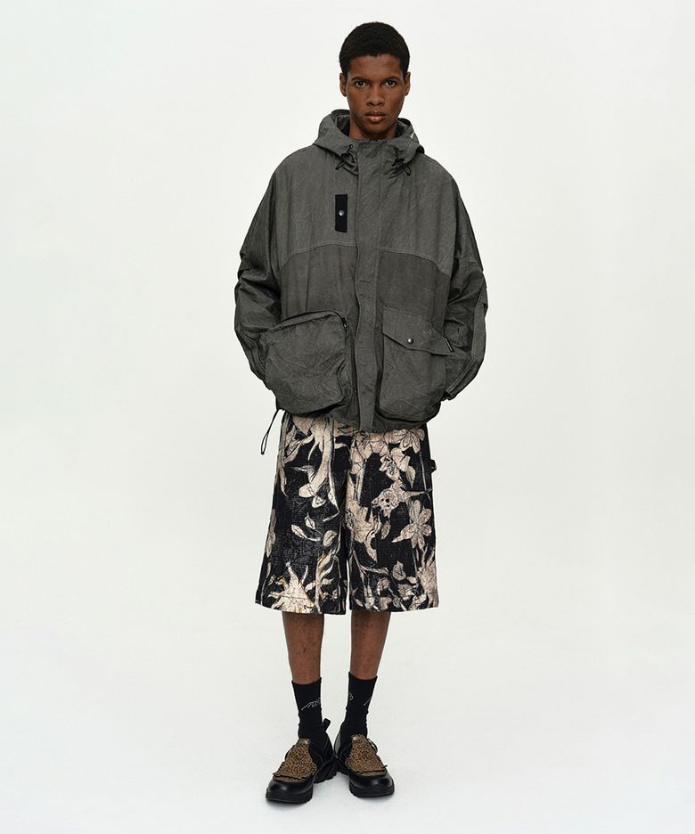 UNISEX TIE-DYED BEACH SHELL JACKET awa746u(CHARCOAL)