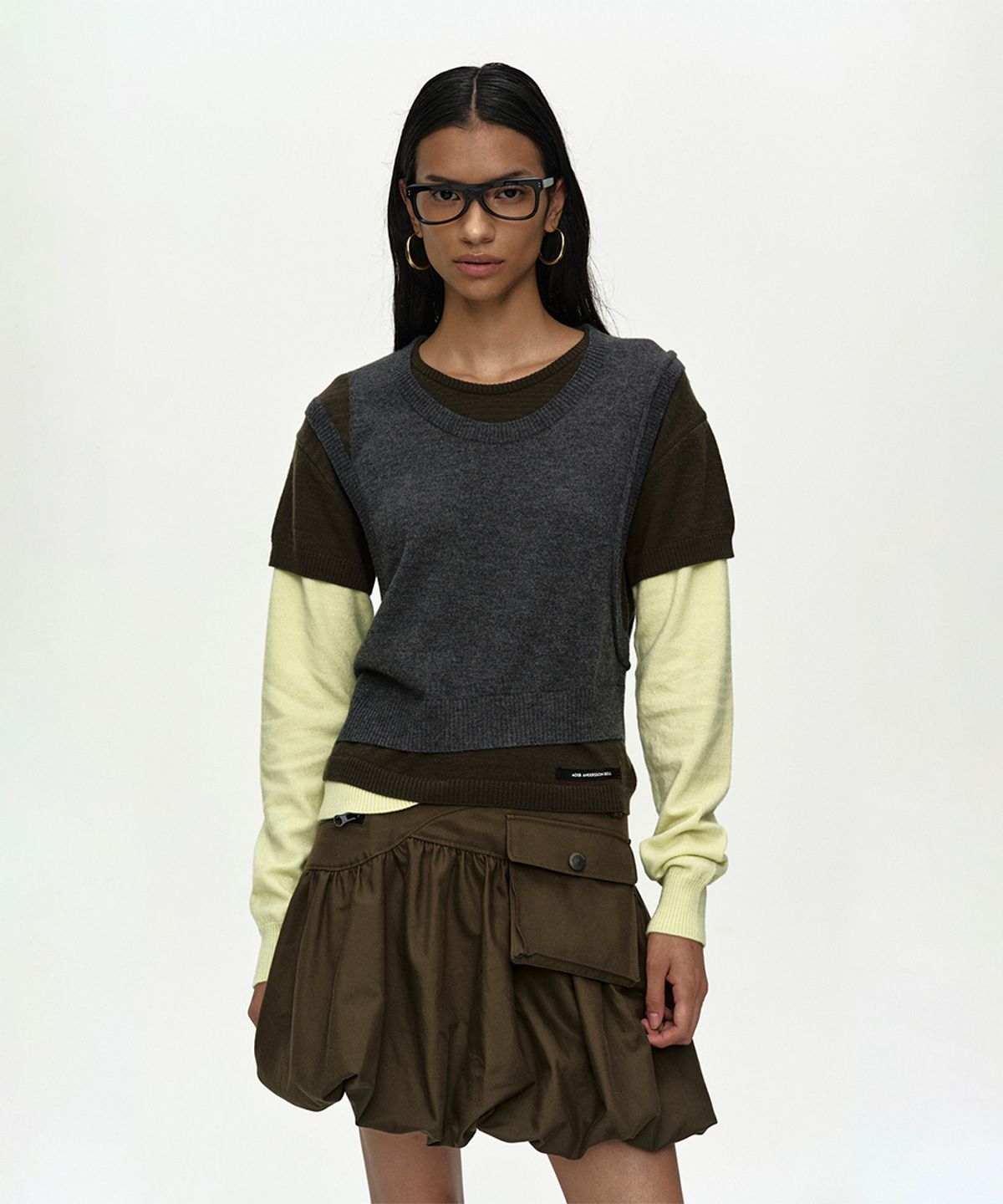 앤더슨벨(ADSB ANDERSSON BELL) TRES OVER LAYERED SWEATER atb1474w(GREEN)