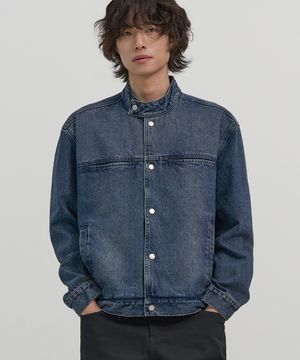 크롭 필드 데님 자켓 (WASHED INDIGO)