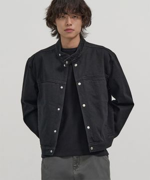 크롭 필드 데님 자켓 (BLACK)