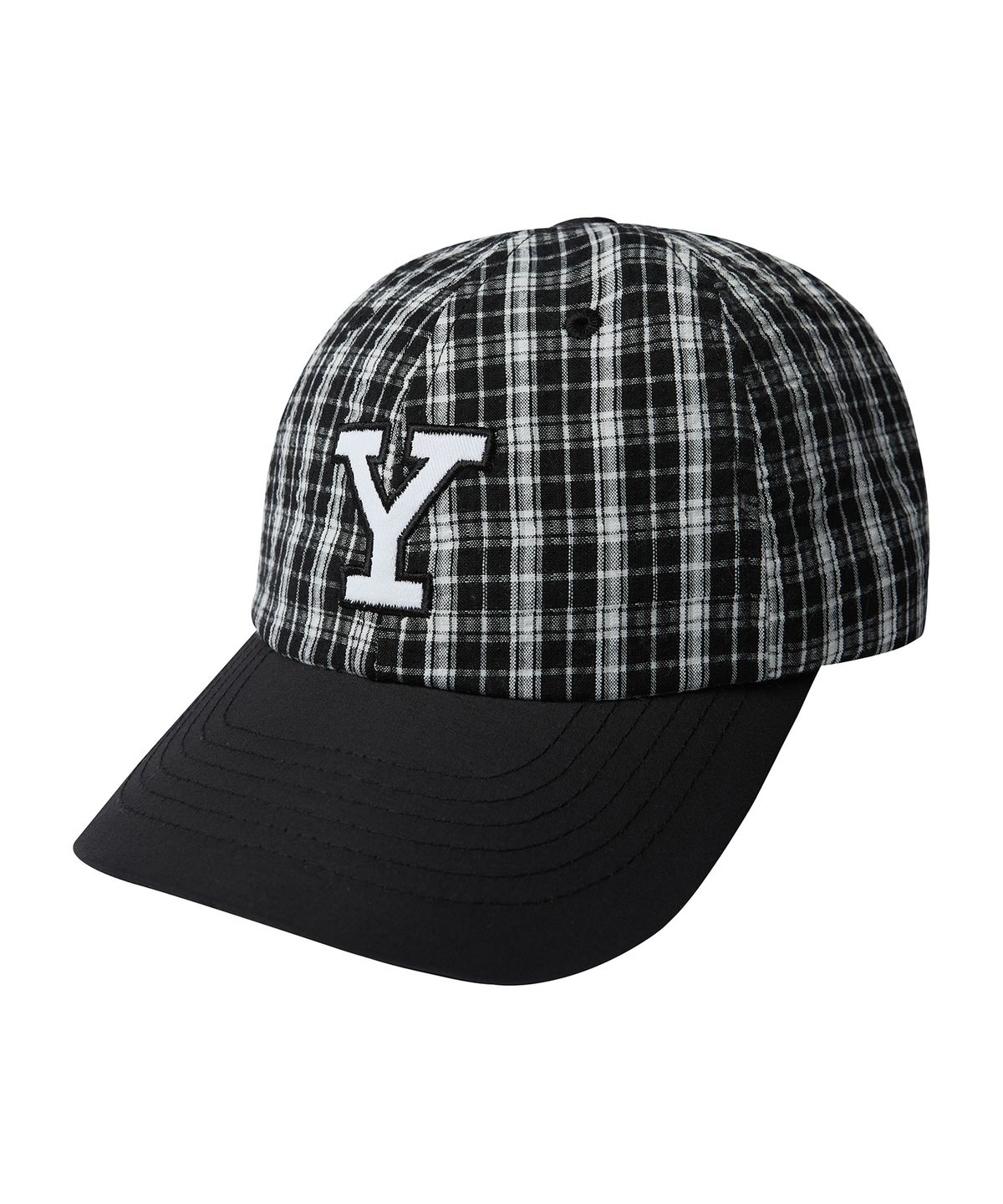 예일(YALE) 나일론 멀티 체크 Y 로고 모자_블랙