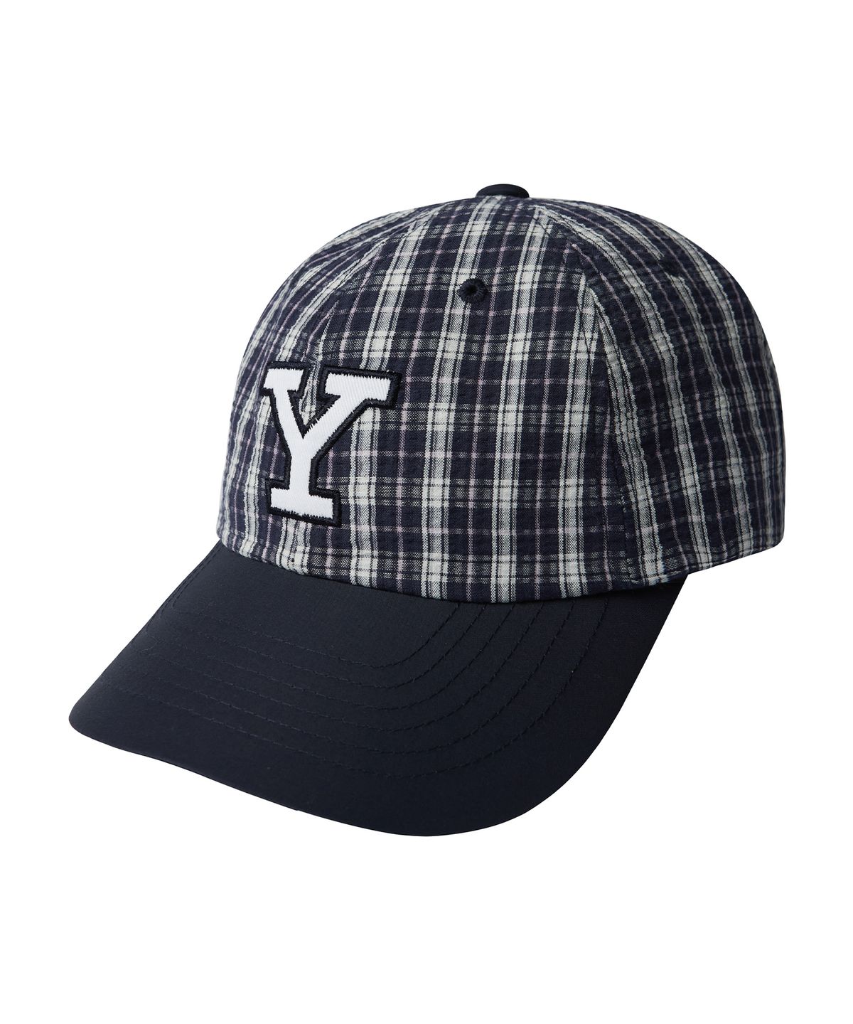 예일(YALE) 나일론 멀티 체크 Y 로고 모자_네이비