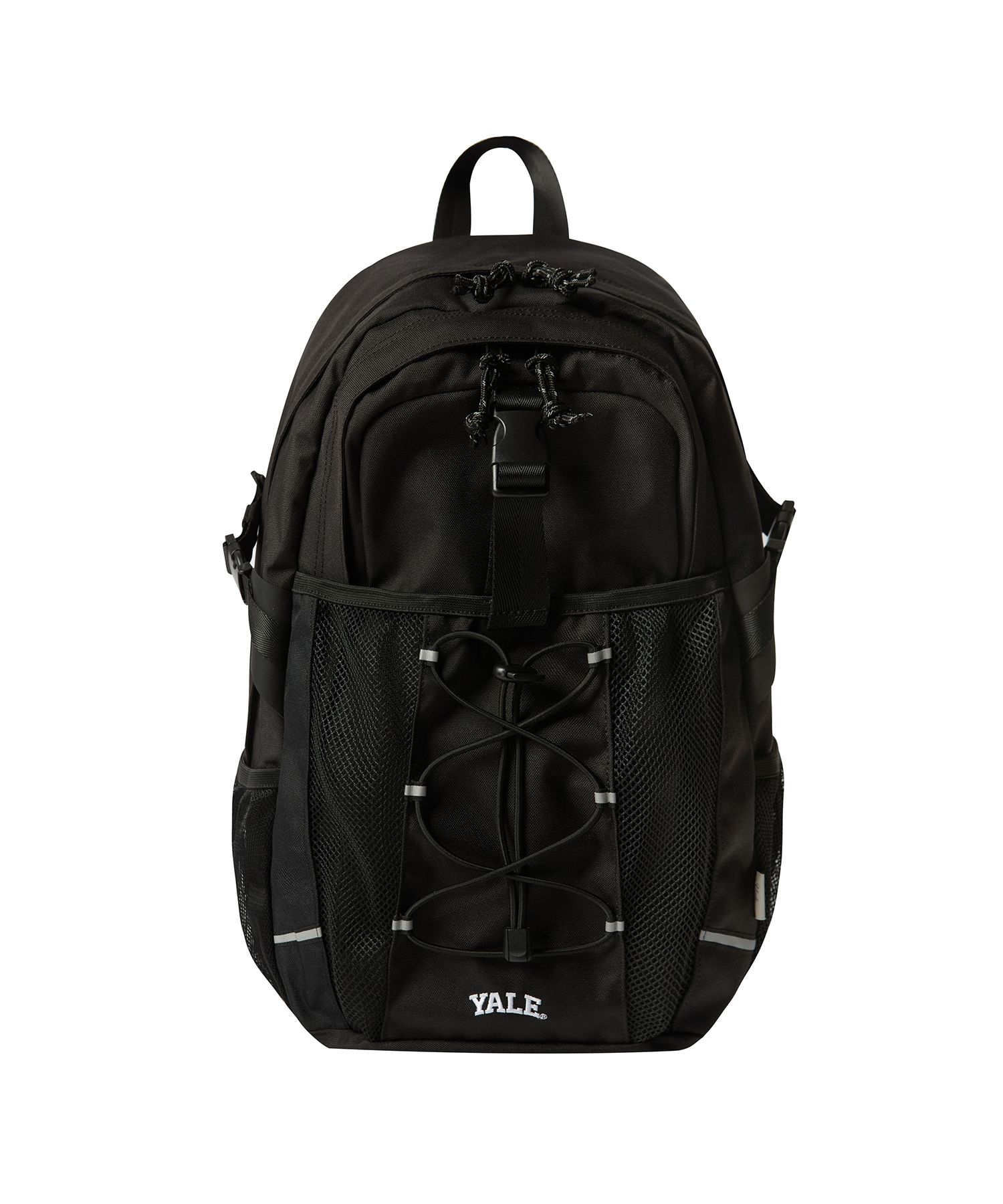 MUSINSA | YALE Mesh Pocket Buckle Backpack_Black