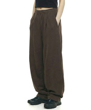 에이펀 원턱 와이드핏 팬츠 브라운