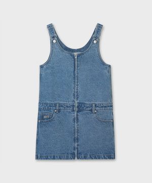 지퍼 데님 오버롤 스커트 M31 미드블루