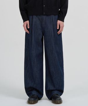 원턱 로우 데님 팬츠 (INDIGO)