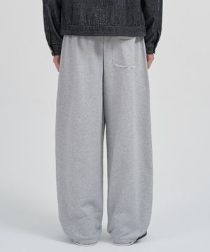 컷오프 와이드 스웻 팬츠 (MELANGE GREY)