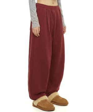 에이펀 원턱 와이드핏 팬츠 버건디