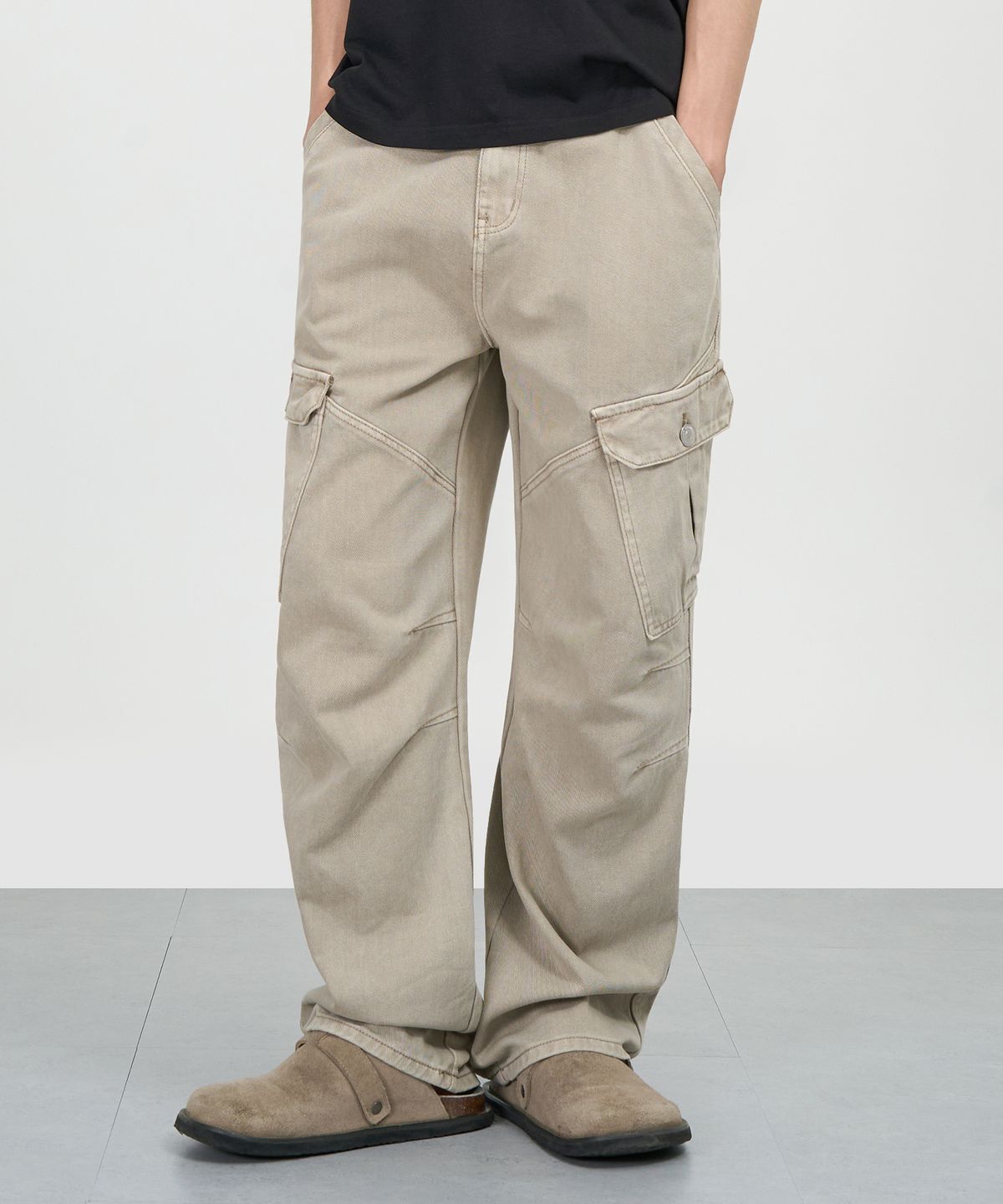 엑스컨테이너(EXCONTAINER) 빈티지 다이드 카고 팬츠 (BEIGE)