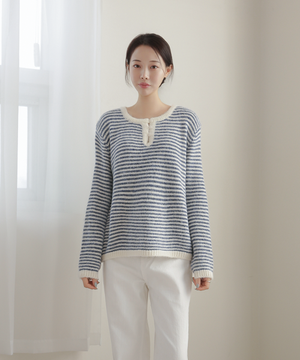 런던 스트라이프 니트_블루