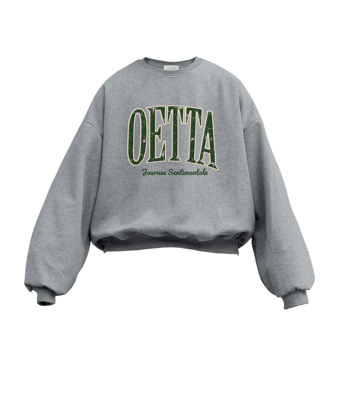 오에타(OETTA) 클래식 그린로고 더블 코튼 오버숄더 벌룬핏 맨투맨
