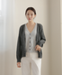 레이어드 울혼방 가디건_차콜