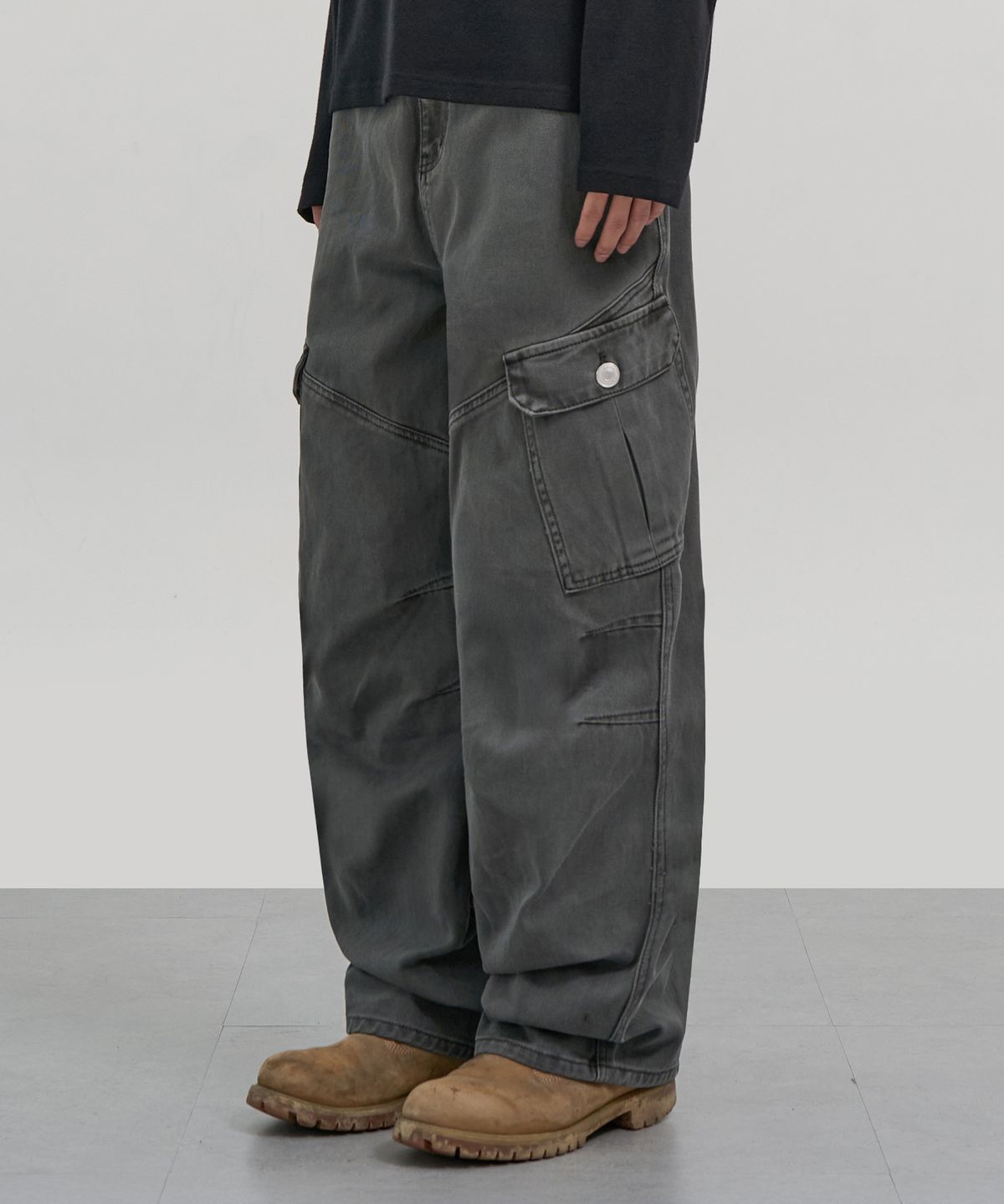 엑스컨테이너(EXCONTAINER) 빈티지 다이드 카고 팬츠 (GREY)