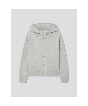 하이넥 후드 카디건  라이트 그레이
