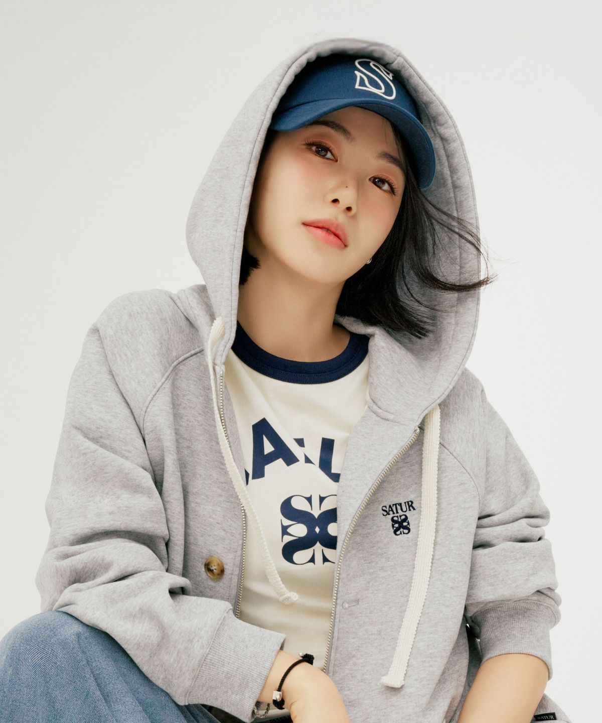 세터(SATUR) S 로고 빈티지 캐쥬얼 볼캡 네이비