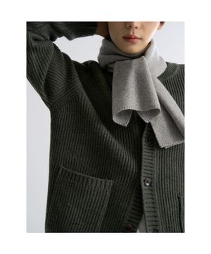 헤비게이지 라운드넥 카디건  카키