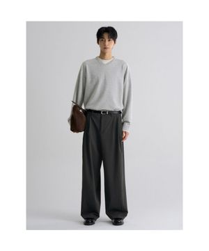 핀스트라이프 와이드 슬랙스  애쉬