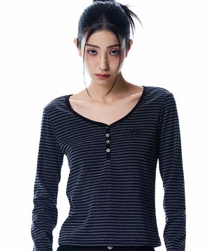 BASIC ILOVEU SLEEVE TEE(CHARCOAL)