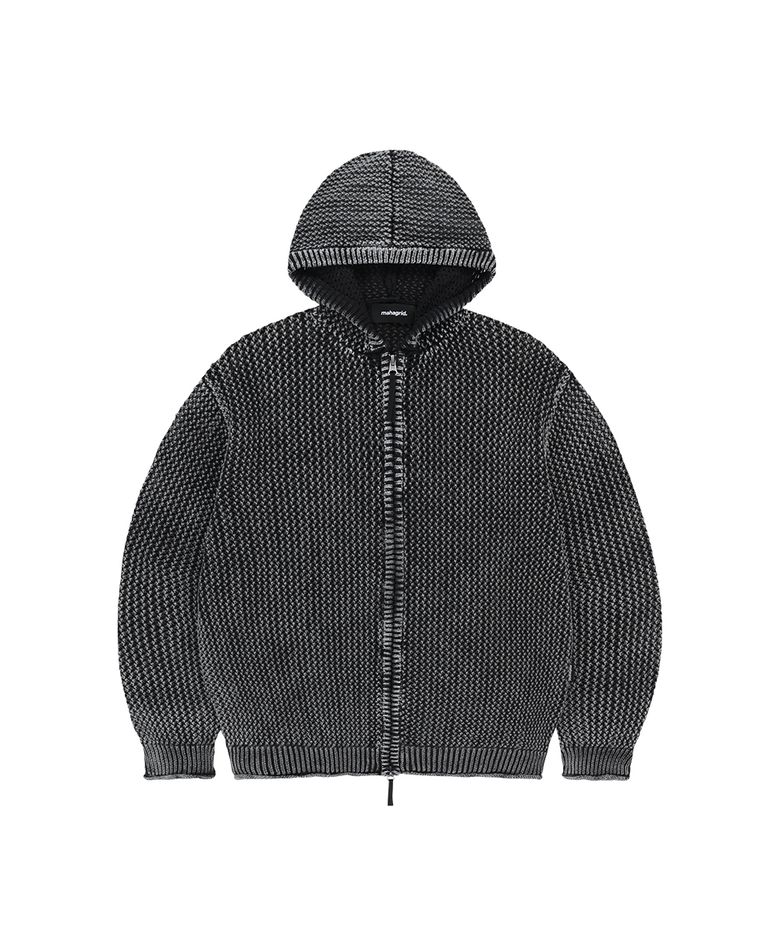 PIGMENT MESH ZIP UP KNIT BLACK(MG2GSMK687A)