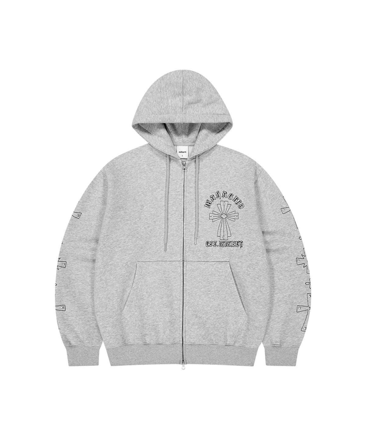 마하그리드(MAHAGRID) CROSS STUD HOOD ZIP UP GREY(MG2GSMM480A)