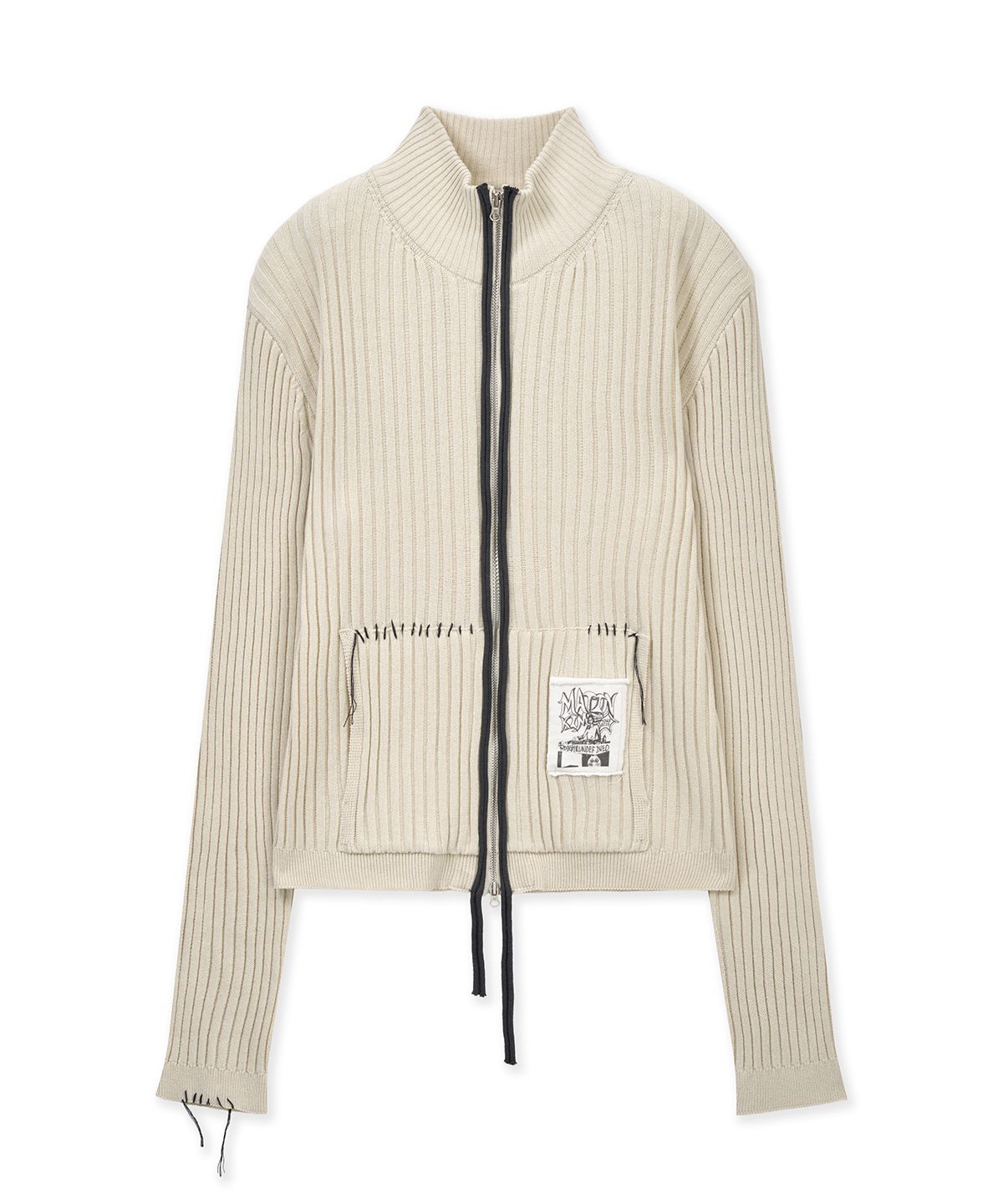MUSINSA公式 | MATIN KIM HANDCRAFT SLIM FIT CARDIGAN IN LIGHT BEIGE