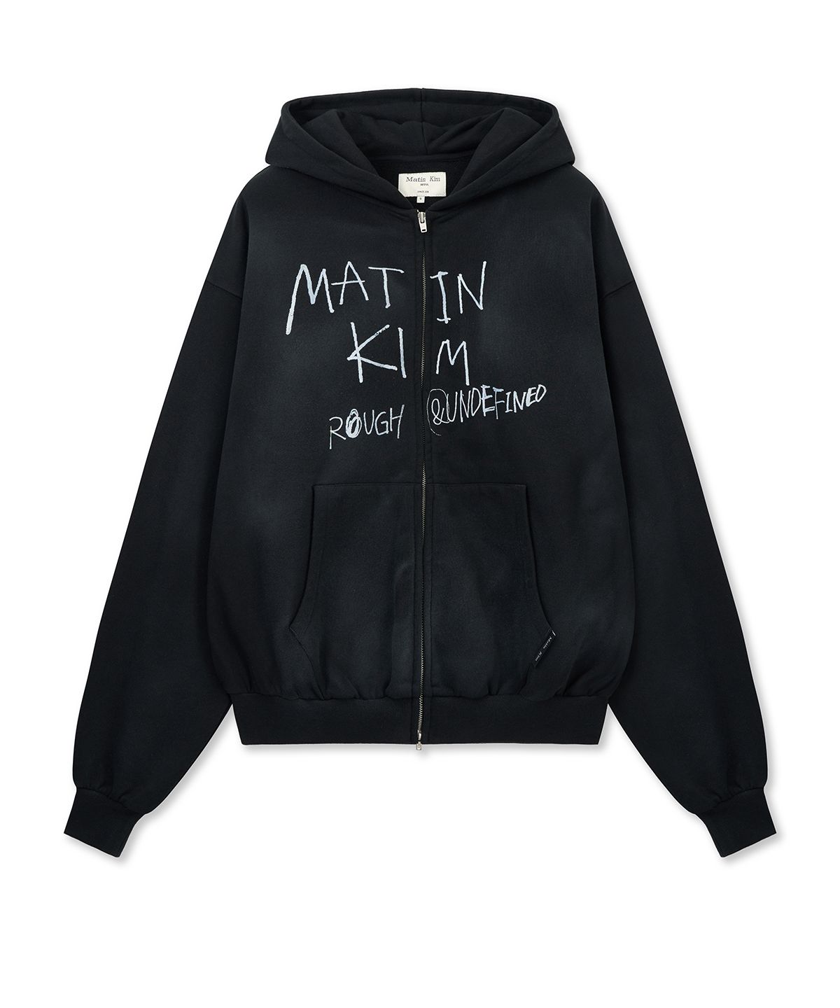 MUSINSA公式 | MATIN KIM VINTAGE WASHED GRAFFITI HOODY ZIP UP IN BLACK