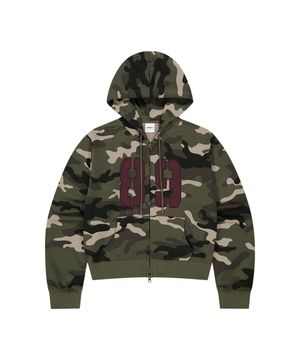 CAMO APPLIQUE CROP ZIP UP HOODIE GREEN(MG2FFFM493A)