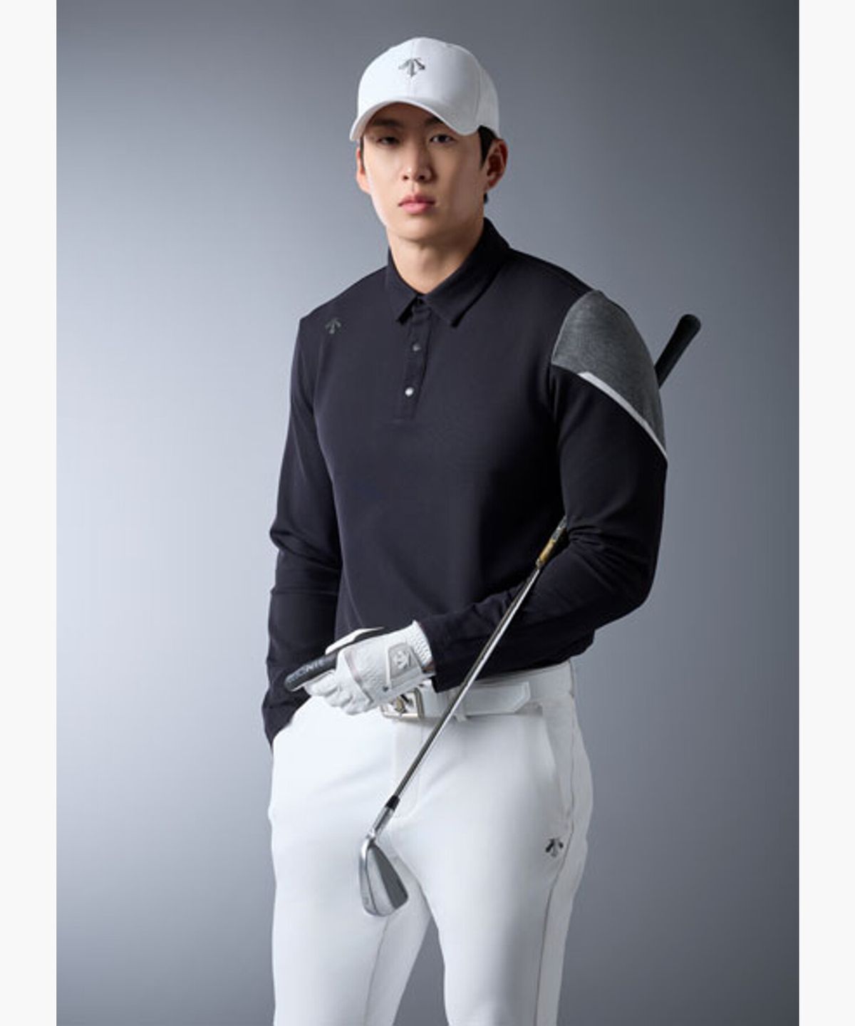 데상트 골프(DESCENTE GOLF) 남성 원포인트 카라 긴팔티셔츠  DR12MFTL1A