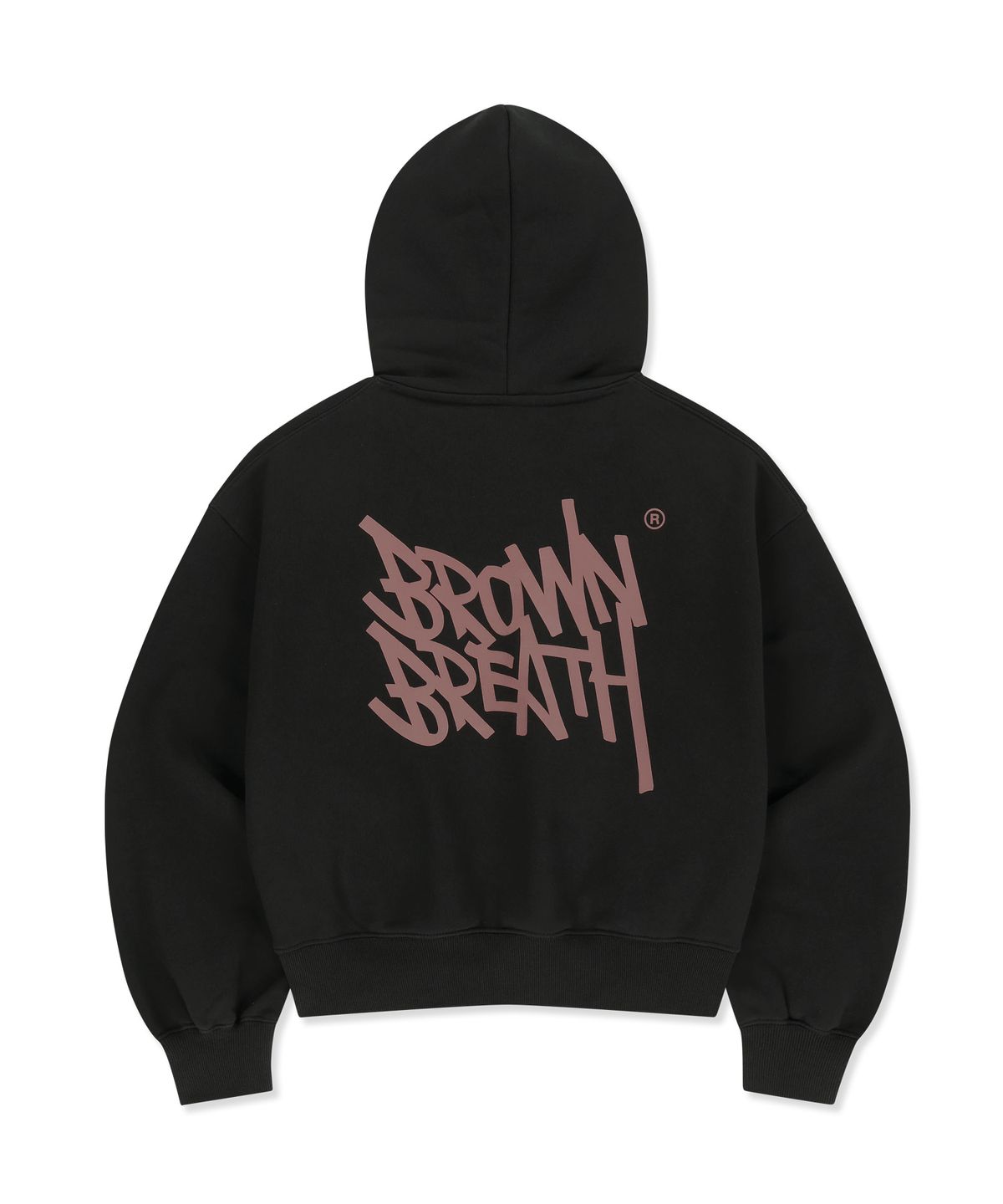 브라운브레스(BROWNBREATH) W TAG CROP HOODIE - BLACK
