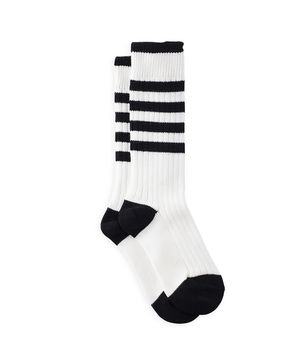 VINTAGE STRIPED COTTON RIBBED- Bright White/Black