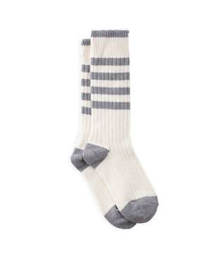 VINTAGE STRIPED COTTON RIBBED-Cream/Melange Gray