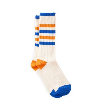 VINTAGE STRIPED COTTON RIBBED-Vanilla Cream/BlueOrange