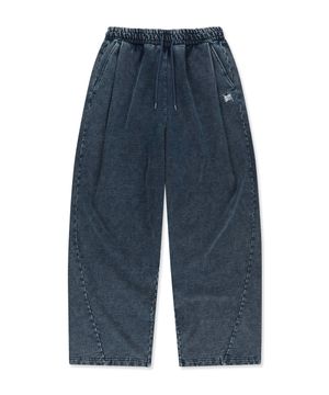 TAG TWO TUCK WIDE DENIM SWEAT PANTS - INDIGO