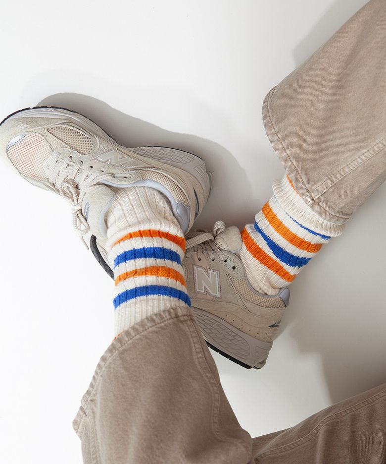W VINTAGE STRIPED COTTON RIBBED-Vanilla Cream/OrangeBlue