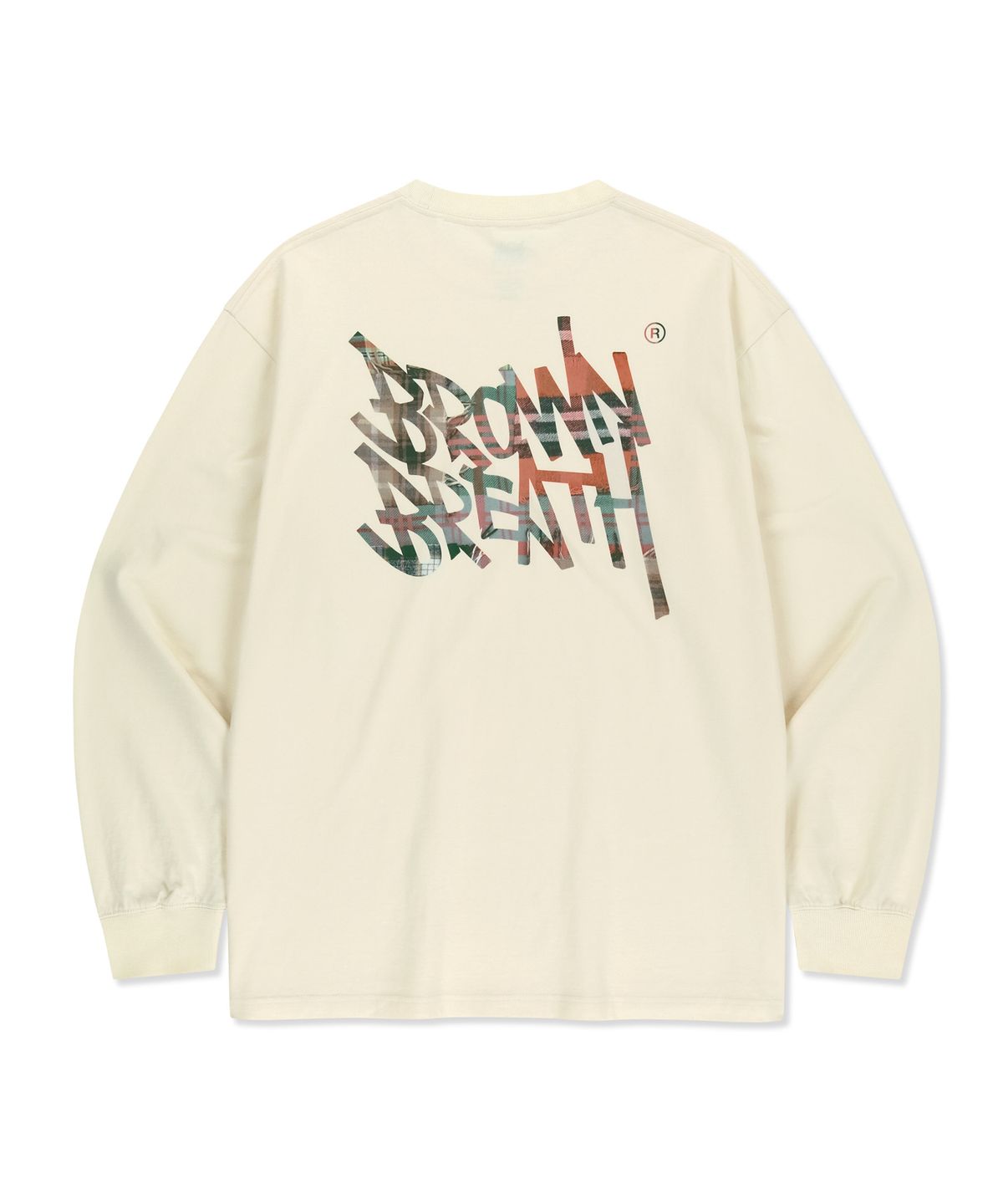 브라운브레스(BROWNBREATH) PATCHWORK CHECK TAG LONGSLEEVE - CREAM