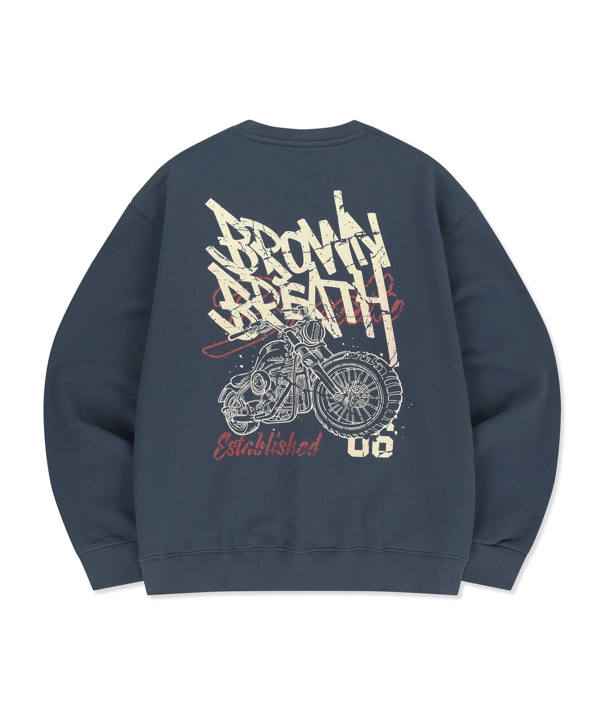 브라운브레스(BROWNBREATH) CRACKED TAG CREWNECK - BLUE