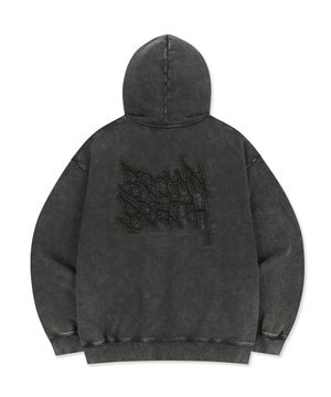 WASHED TAG HOODIE - CHARCOAL