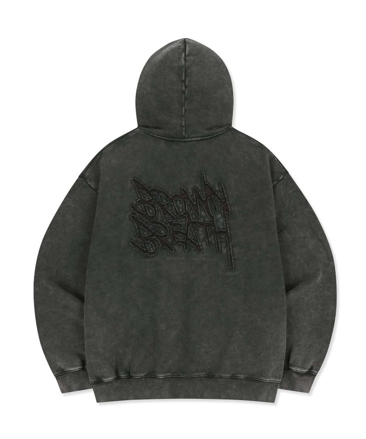 브라운브레스(BROWNBREATH) WASHED TAG HOODIE - CHARCOAL