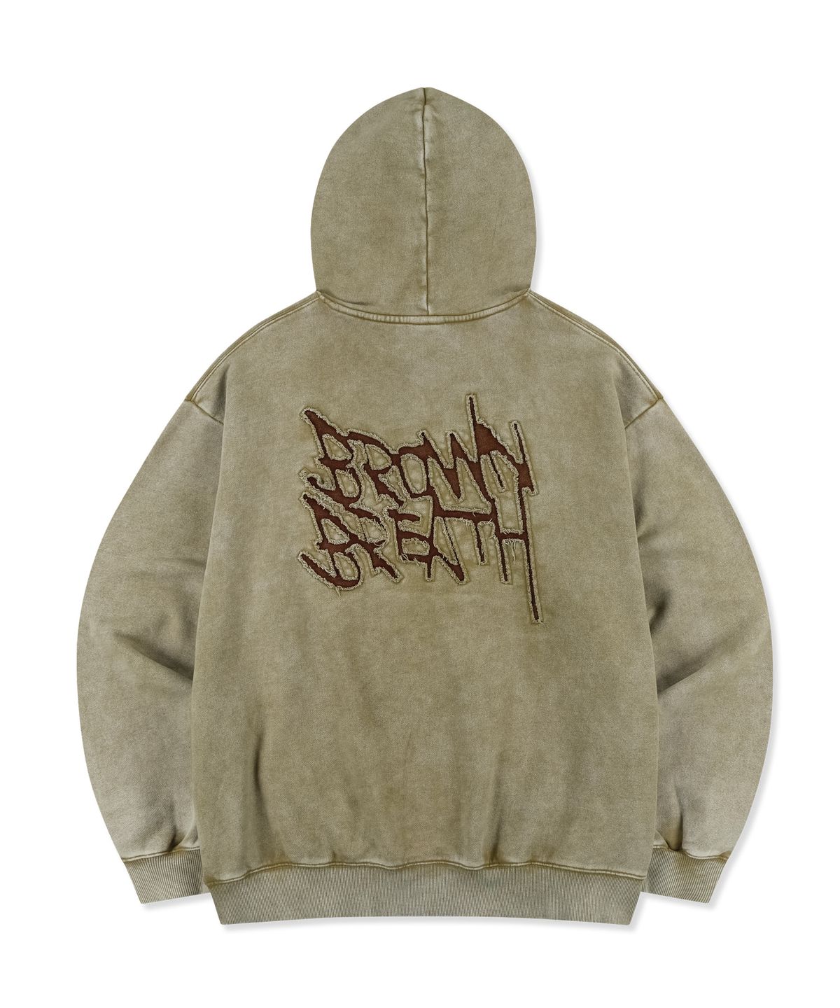 브라운브레스(BROWNBREATH) WASHED TAG HOODIE - BEIGE