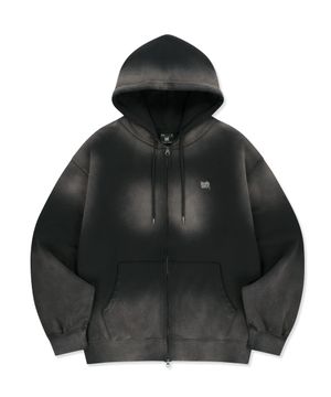 SPRAYED TAG HOOD ZIP UP - BLACK
