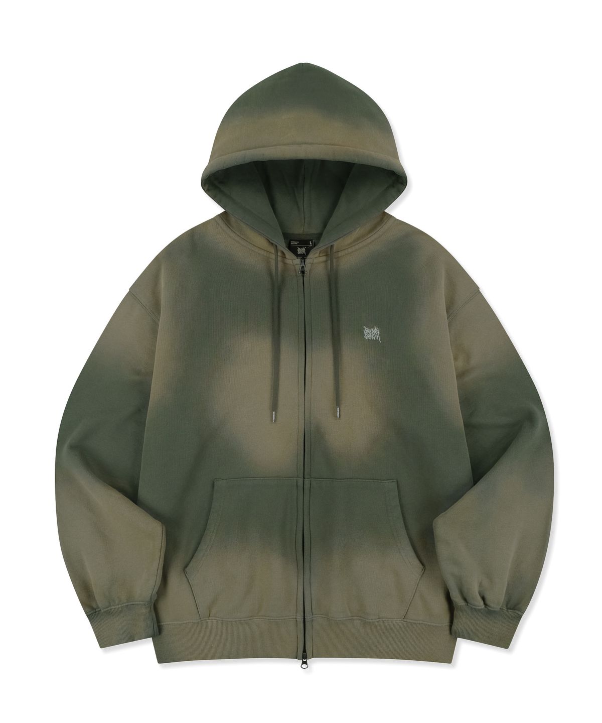 브라운브레스(BROWNBREATH) SPRAYED TAG HOOD ZIP UP - KHAKI