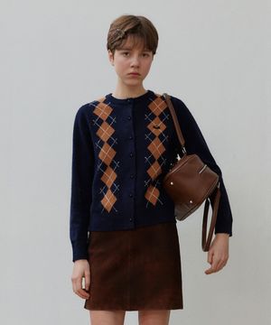 페이션트 클래식 아가일 가디건_Navy