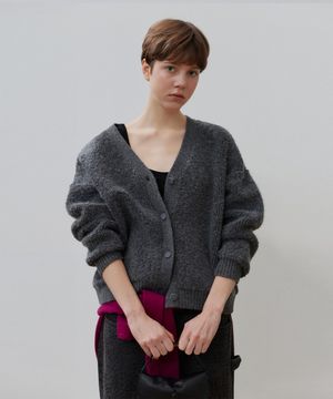벌키 루즈핏 가디건_Charcoal