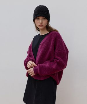 벌키 루즈핏 가디건_Grape