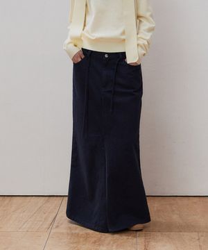 스트랩 레이어 맥시 스커트_Navy