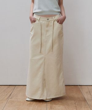 스트랩 레이어 맥시 스커트_Cream
